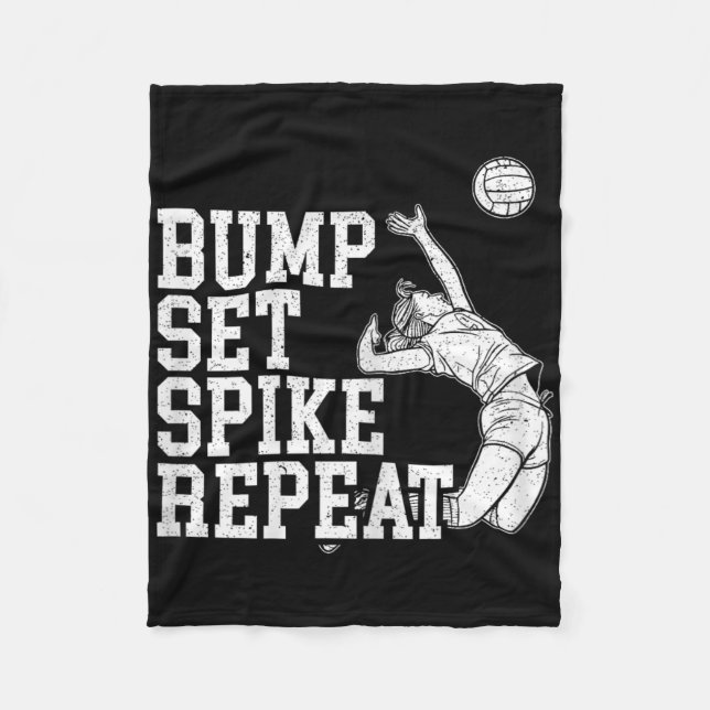 Cobertor De Velo Bump Set Spike Repeat Volleyll Player Coach Gameda (Frente)