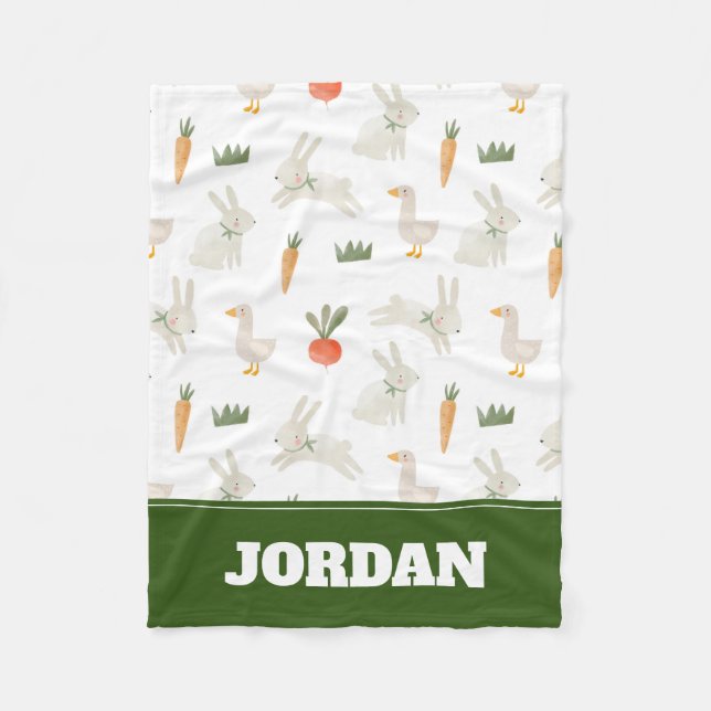 Cobertor De Velo Bunnies e Patos no Padrão de Fazenda (Frente)