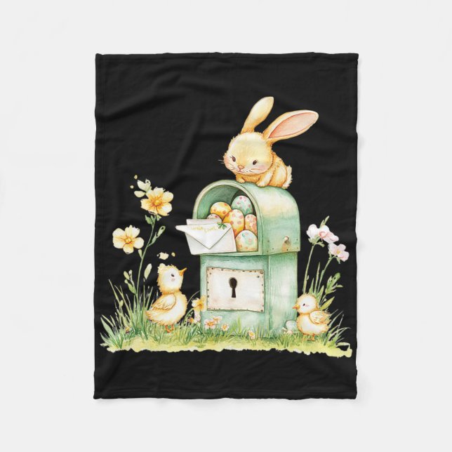 Cobertor De Velo Bunny Mailbox Delivering With Eggs  (Frente)