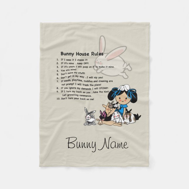 Cobertor De Velo Bunny Rabbit Fleece - HouseRules Personalizado (Frente)