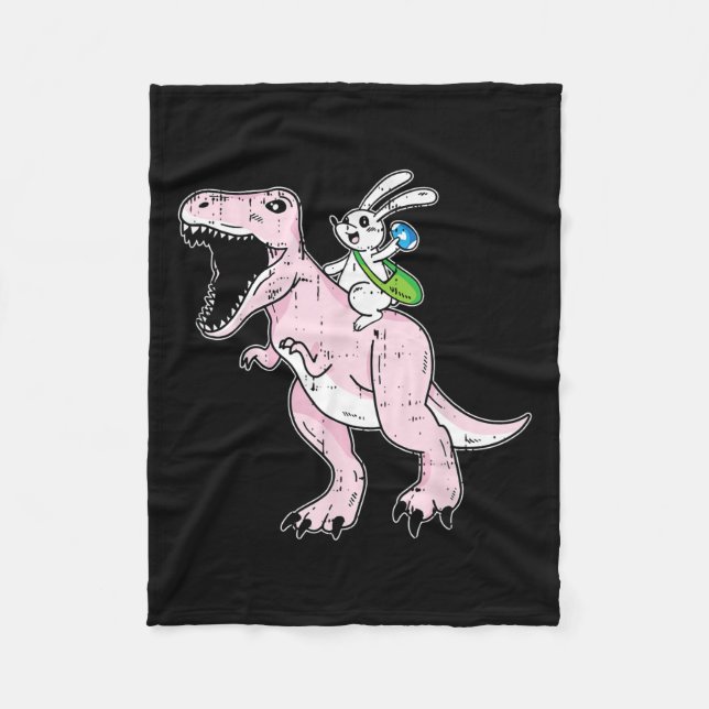 Cobertor De Velo Bunny Riding Dinosaur Easter Egg Hunting Rabbit Sp (Frente)
