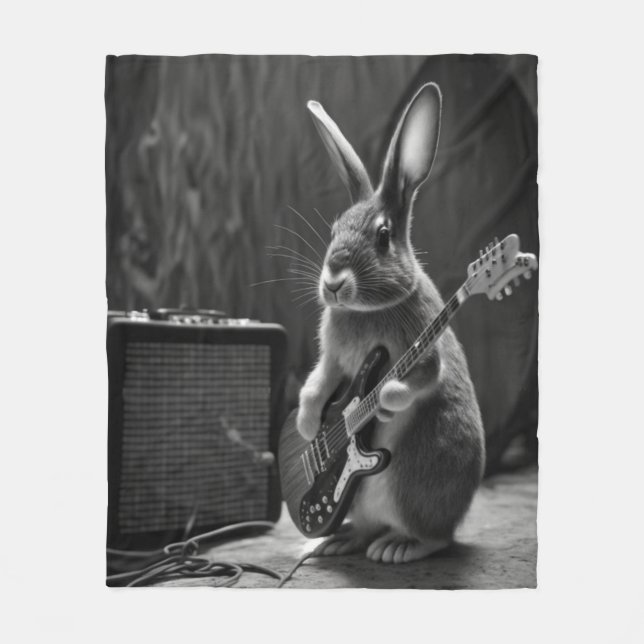 Cobertor De Velo Bunny tocando violão (Frente)