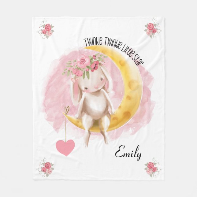 Cobertor De Velo Bunny Twinkle Twinkle Pequena Estrelinha Rhyme  (Frente)
