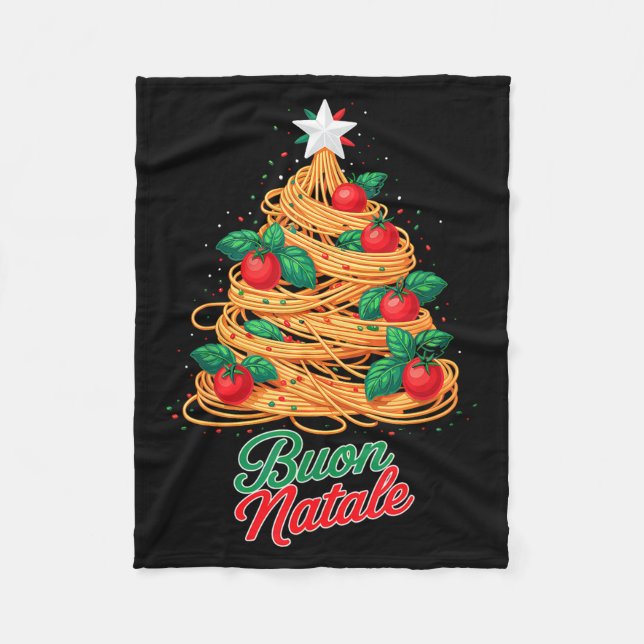 Cobertor De Velo Buon Natale Italian Pasta Spaghetti Funny Christma (Frente)