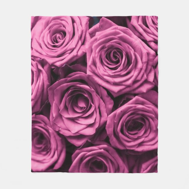 Cobertor De Velo Buquê de rosas roxos, flores fundo floral (Frente)