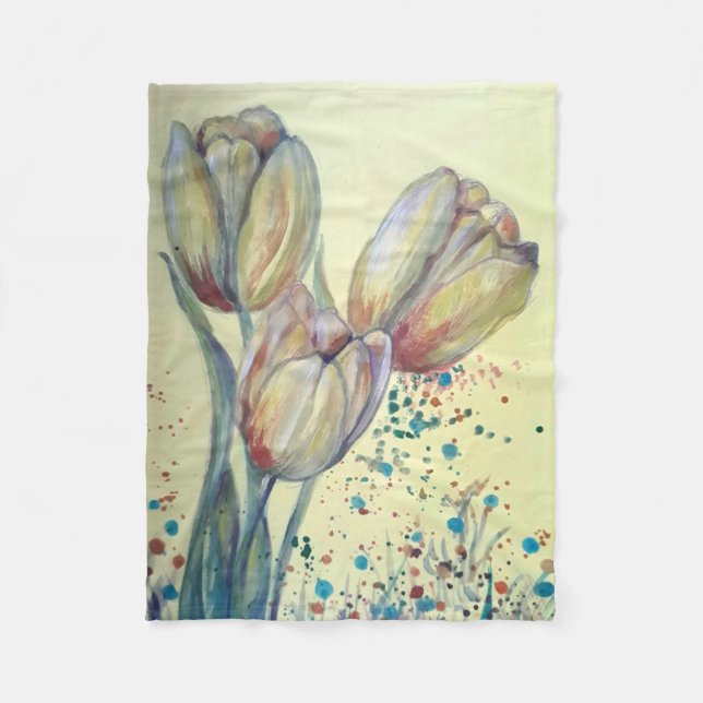 Cobertor De Velo Buquê de três tulipas amarelas (Frente)