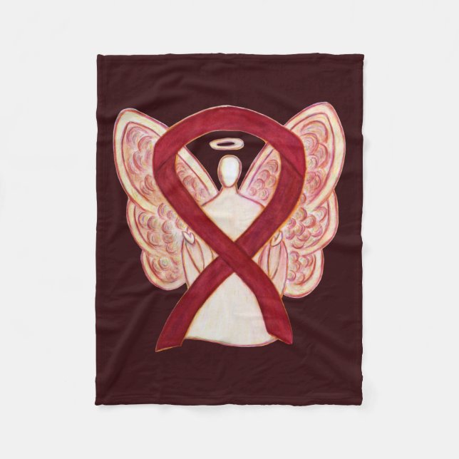 Cobertor De Velo Burgundy Awarness Fita Angel Soft Blankets (Frente)