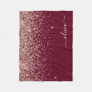 Cobertor De Velo Burgundy Blush Rosa Dourado Glitter Monograma