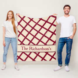 Cobertor De Velo Burgundy Cremoso Personalizado com Treliça Elegant