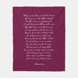 Cobertor De Velo Burgundy Custom Poem Song Lyric Quote 