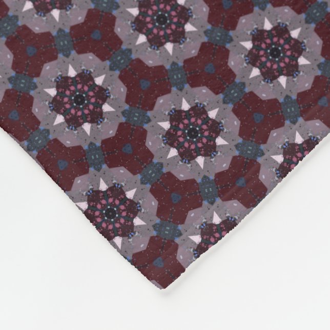 Cobertor De Velo Burgundy & Gray Floral Painted Quilt (Quina)