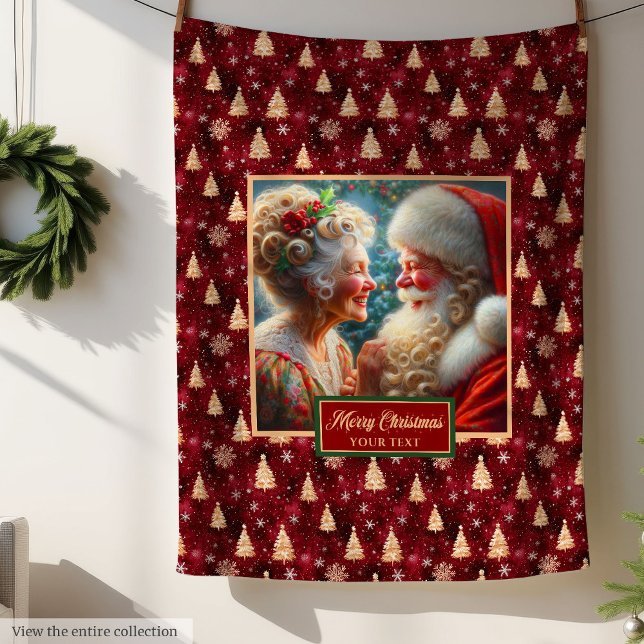 Cobertor De Velo Burgundy Holiday Blanket Natal Papai Noel (Burgundy Holiday Blanket Christmas Santa Claus)