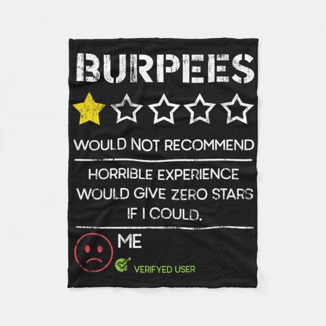 Cobertor De Velo Burpees Não Recomendariam Zero Estrelas Engraçado  (Frente)