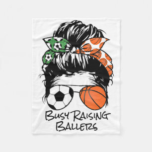 Cobertor De Velo Busy Raising Llers Messy Bun Sketll Soccer