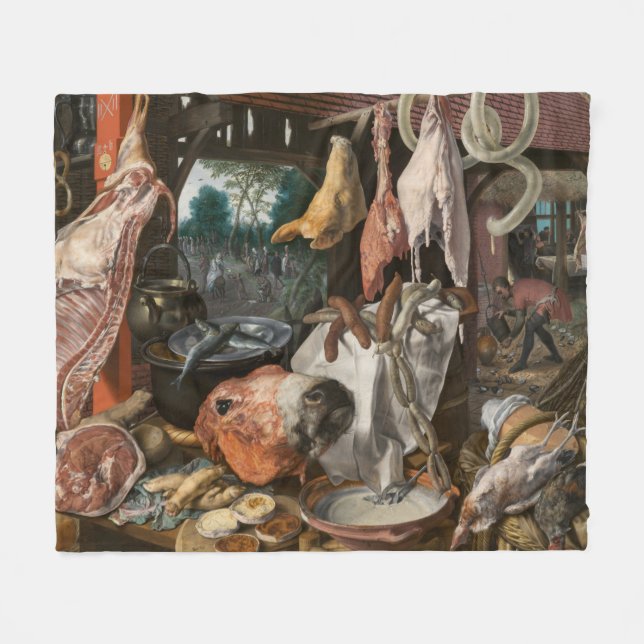 Cobertor De Velo Butcher's Stall (por Pieter Aertsen) (Frente (Horizontal))