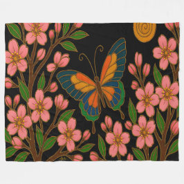 Cobertor De Velo Butterfly Cherry Blossom Moon