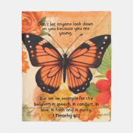 Cobertor De Velo Butterfly Fleece Blanket 1 Timothy 4:12