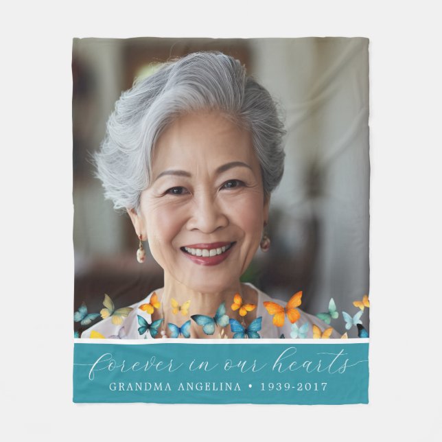 Cobertor De Velo Butterfly Memorial Personalizado Fleece Blanket Te (Frente)