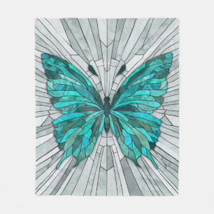 Cobertor De Velo Butterfly Mosaic - Emerald Green e Cinzas