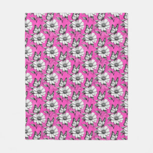 Cobertor De Velo Butterfly On Flower Pink Design