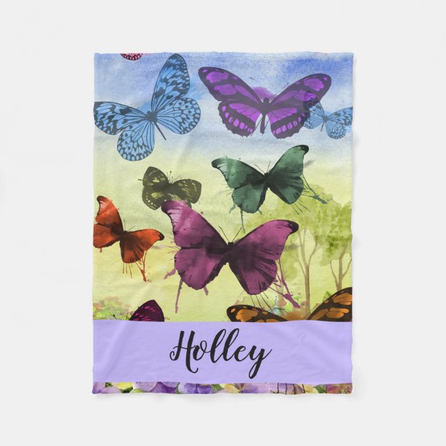 Cobertor De Velo Butterfly personalizada multicolorido (Frente)