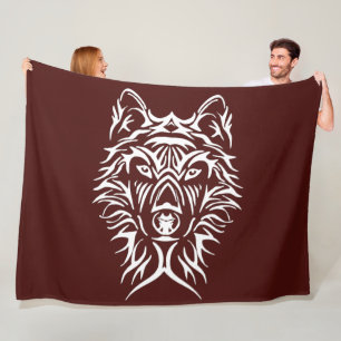 Cobertor De Velo Cabeça Branca de Lobo em Vermelho Sanguíneo