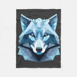 Cobertor De Velo Cabeça de Lobo Geométrico Azul