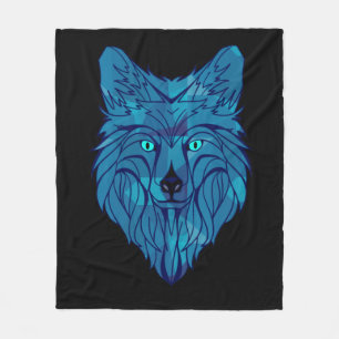 Cobertor De Velo Cabeça de Lobo Poli Azul