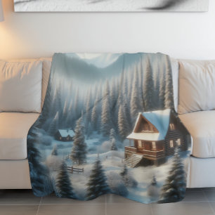 Cobertor De Velo Cabina de inverno na Floresta