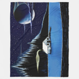 Cobertor De Velo "Cabina perto do lago" Fleece Blanket design.