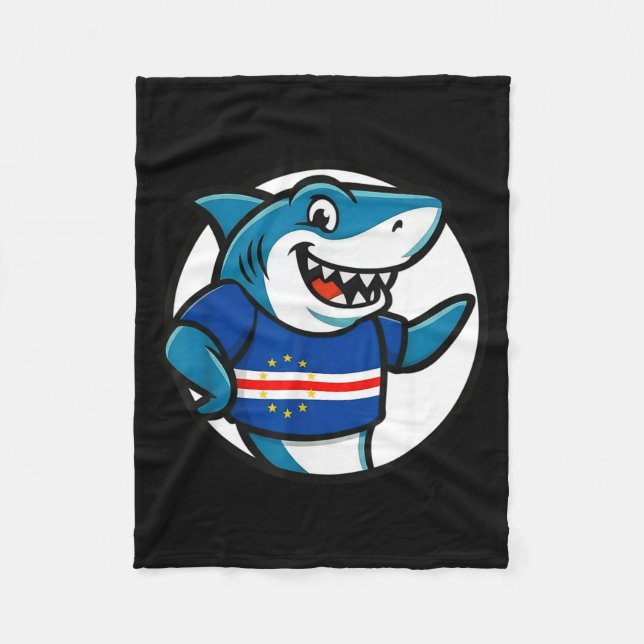 Cobertor De Velo Cabo Verde Flag Shark Funny Cabo Verdean  (Frente)