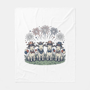 Cobertor De Velo Cabra Patriótica Fogos de Artifício Camisa Vintage