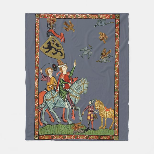 Cobertor De Velo Caça medieval do pato com falcões? Cobertura do (Frente)