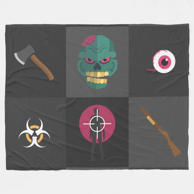 Cobertor De Velo caçador de zumbis de halloween (Frente (Horizontal))