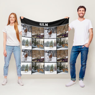 Cobertor De Velo Caçadores de Colagem de Veados Monogramas Fleece B