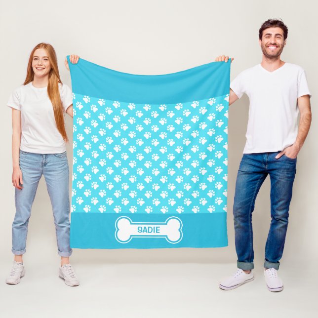 Cobertor De Velo Cachorras Azuis E Brancas E Ossos Com Nome (In Situ)