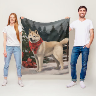 Cobertor De Velo Cachorro Akita na Neve Natal