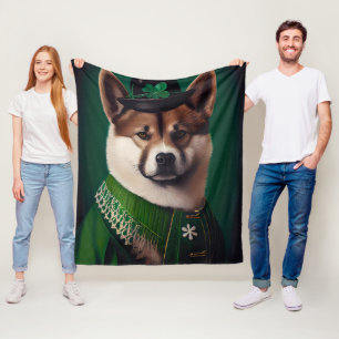 Cobertor De Velo Cachorro Akita vestido para o Dia de São Patrício