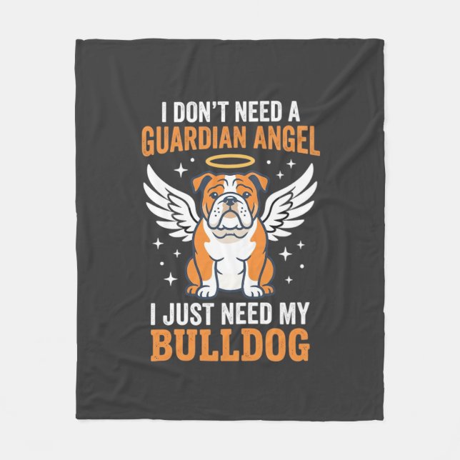 Cobertor De Velo Cachorro Anjo da Guarda Bulldog (Frente)