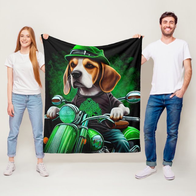 Cobertor De Velo Cachorro Beagle dirigindo bicicleta Dia de São Pat (In Situ)