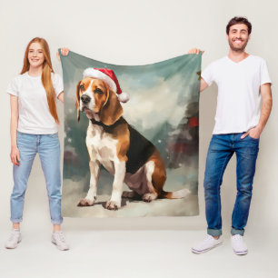 Cobertor De Velo Cachorro Beagle na Neve Natal 