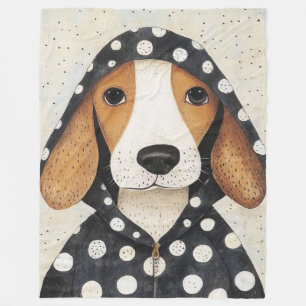 Cobertor De Velo Cachorro Beagle Triste com Capuz de Bolinhas