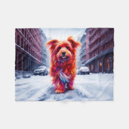 Cobertor De Velo Cachorro bonito perdido na estrada branca nevada