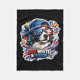 Cobertor De Velo Cachorro border collie engraçado vermelho branco e