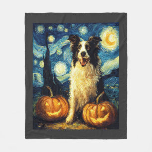 Cobertor De Velo Cachorro Border Collie Fofo Abóbora de Halloween P