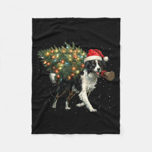 Cobertor De Velo Cachorro Border Collie Fofo Em Uma Árvore De Natal