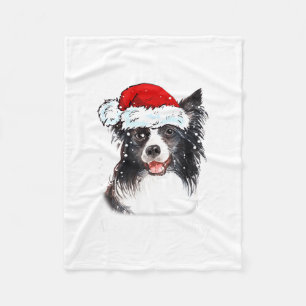 Cobertor De Velo Cachorro Border Collie Papai Noel Luzes de Natal M