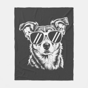 Cobertor De Velo Cachorro Border Collie Usando Óculos de Sol Pet Vi