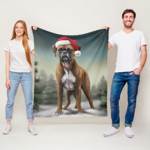 Cobertor De Velo Cachorro Boxer na neve de Natal