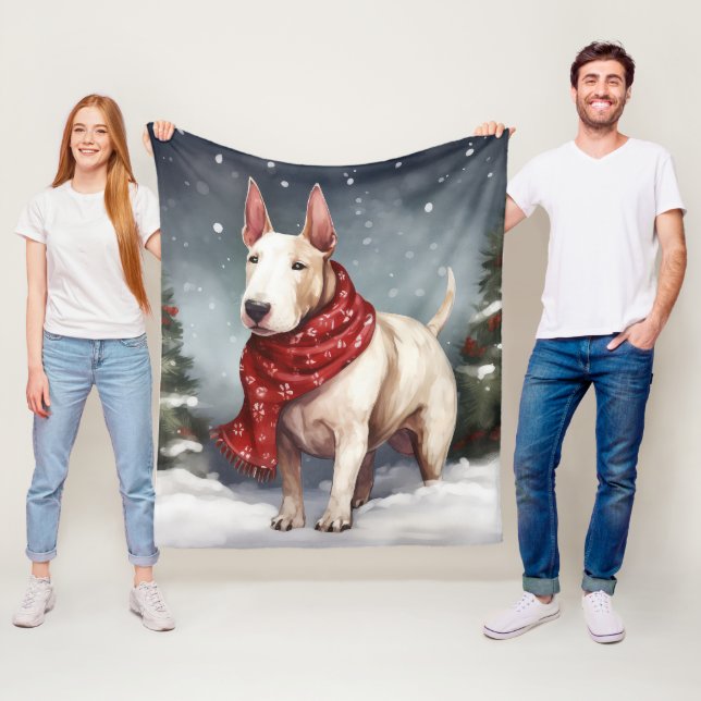 Cobertor De Velo Cachorro Bull Terrier na Neve Natal (In Situ)